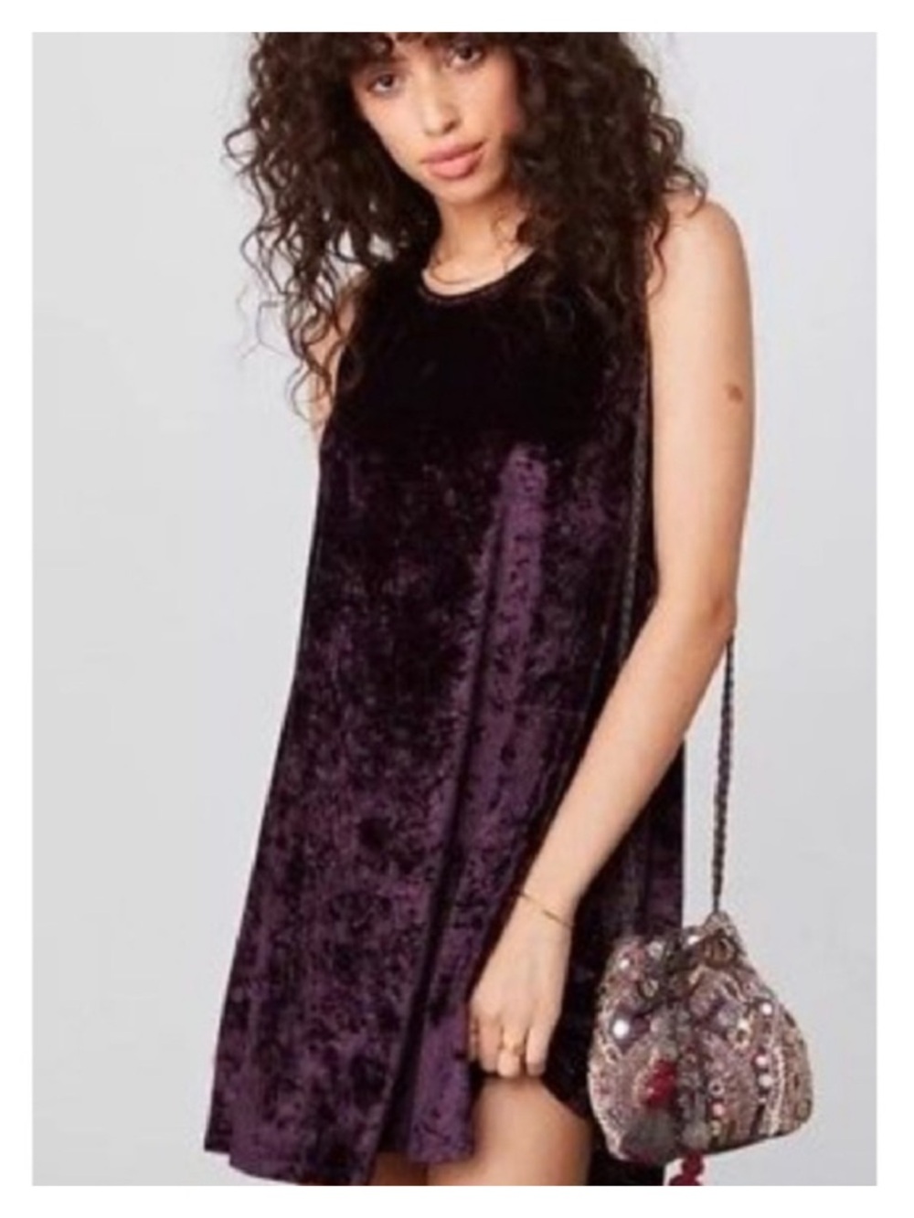 BB Dakota by Steve Madden Velvet Sleeveless Mini Dress in Deep Plum